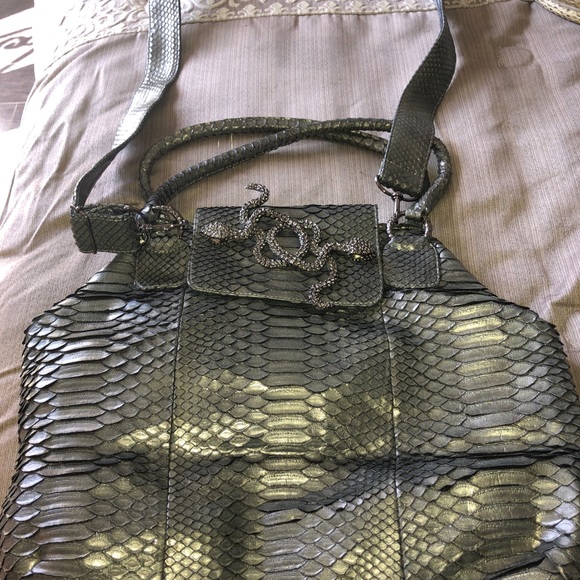 Clara Kasavina Gray Gonzalez Python satchel crossbody bag - Picture 3 of 13